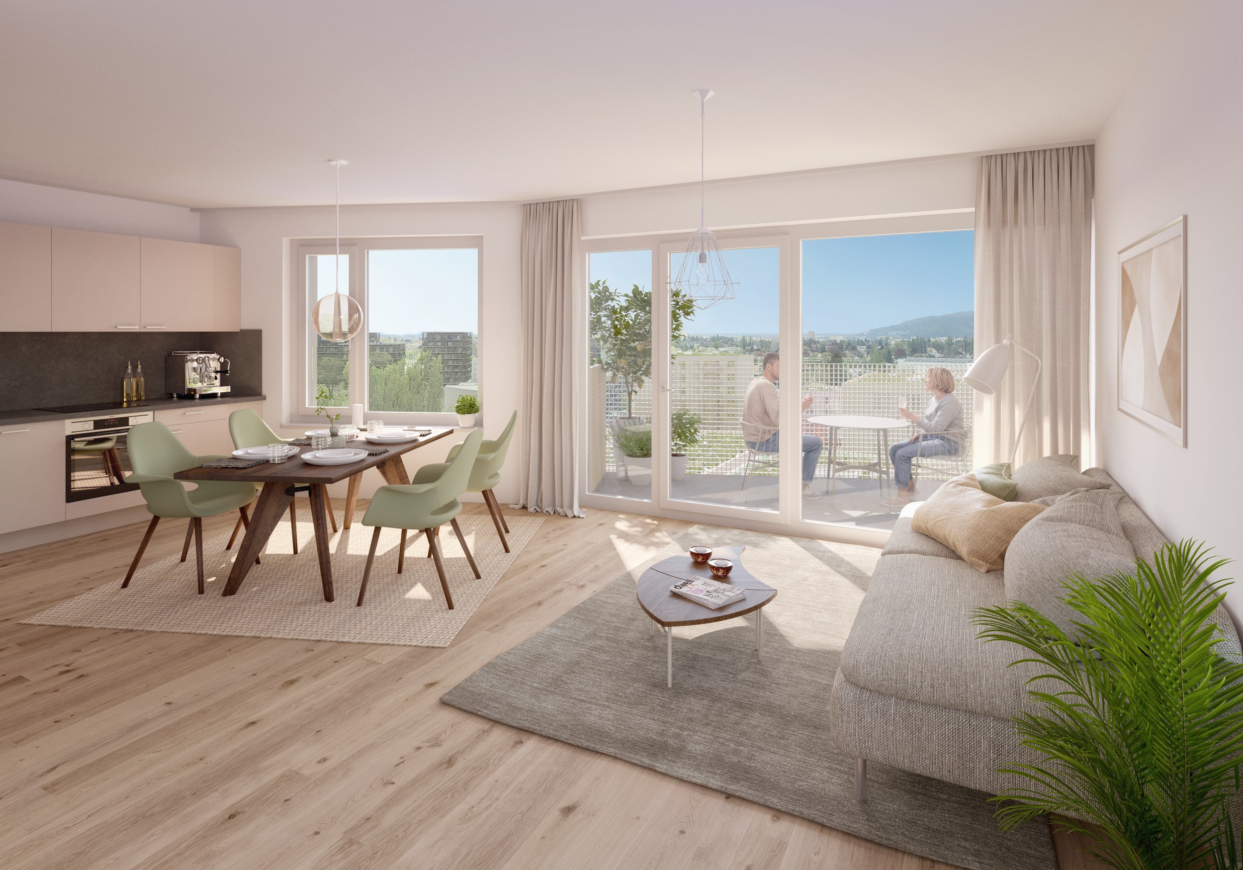 Quartier 17 – LUMA, Häuseransicht, Rendering, Bauträger: ÖSW Wohnbauträger GmbH
